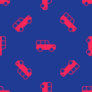 Kırmızı Safari araba simgesi mavi arka planda izole edilmiş. Vektör