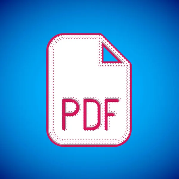 ホワイトPdfファイル文書 青の背景に隔離されたPdfボタンアイコンをダウンロードします Pdfファイルのシンボル ベクトル — ストックベクタ