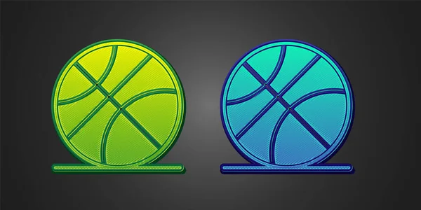 Зеленый Синий Шары Иконы Выделены Черном Фоне Спортивный Символ Вектор — стоковый вектор