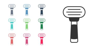 Beyaz arka planda siyah tıraş bıçağı simgesi izole edildi. Simgeleri renklendirin. Vektör