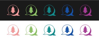 Ağaç simgesini siyah beyaz arkaplanda izole et. Orman sembolü. Vektör