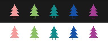 Ağaç simgesini siyah beyaz arkaplanda izole et. Orman sembolü. Vektör