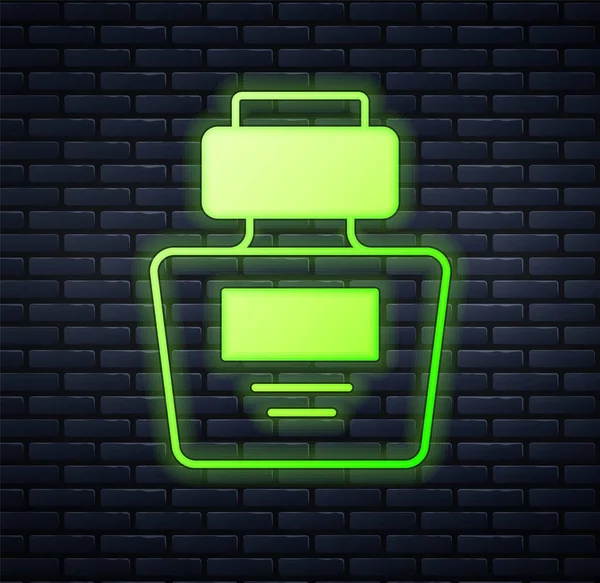 Parlayan neon parfüm ikonu tuğla duvar arkasında izole edilmiş. Vektör
