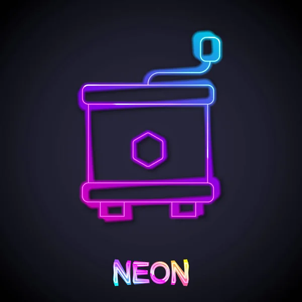 Linea Neon Incandescente Icona Estrattore Miele Isolato Sfondo Nero Dispositivo — Vettoriale Stock