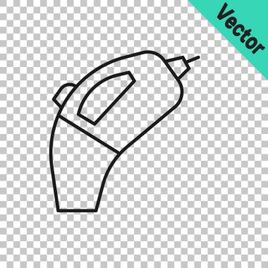 Siyah çizgi portatif elektrikli süpürge simgesi şeffaf arkaplanda izole edildi. Vektör