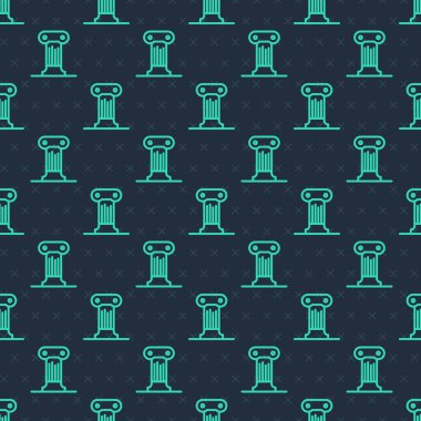 Yeşil çizgi kanun sütun simgesi mavi arka planda pürüzsüz desen izole etti. Eski bir sütun. Vektör