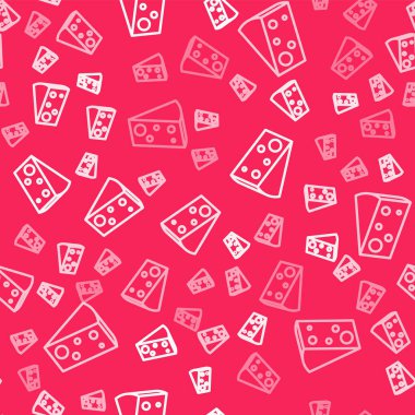 Beyaz çizgili Peynir simgesi, kırmızı arkaplanda kusursuz desen izole etti. Vektör