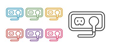 Elektrik çıkış simgesini beyaz arkaplanda izole et. Elektrik prizi. Rosette sembolü. Simgeleri renklendirin. Vektör