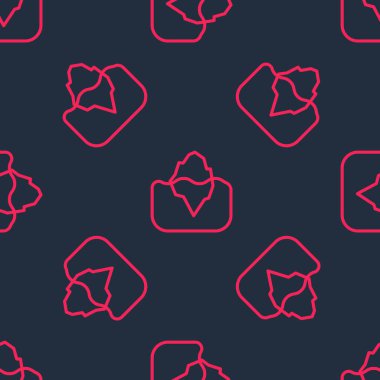 Kırmızı çizgi buzdağı simgesi siyah arkaplanda izole edilmiş. Vektör