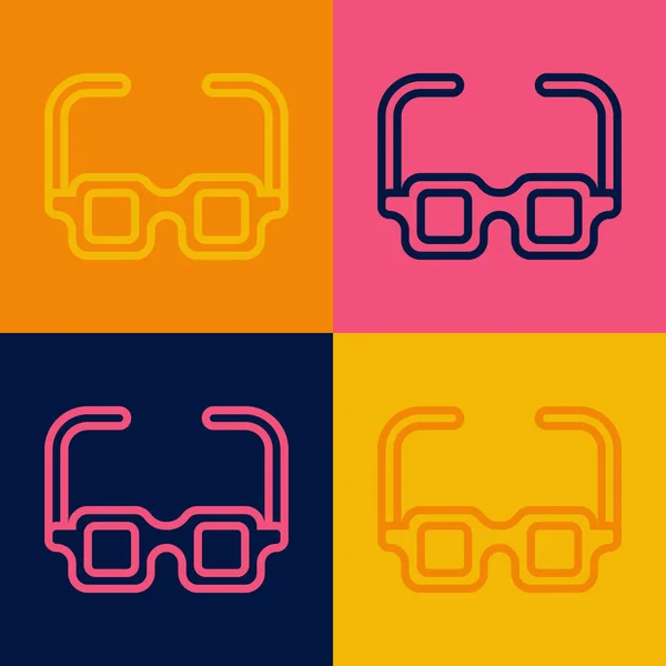 Pop Art Line Glasses Icon Isolated Color Background Eyeglass Frame — Stock Vector