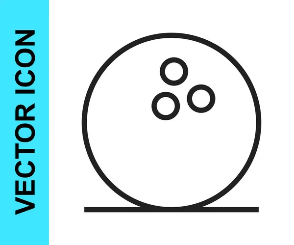 Icono Bola Bolos Línea Negra Aislado Sobre Fondo Blanco Equipamiento — Vector de stock