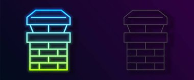 Parlayan neon hattı Chimney simgesi siyah arkaplanda izole edildi. Vektör