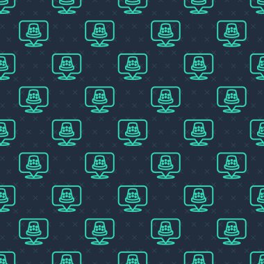 İkon dikmek için Yeşil Çizgi Yüksüğü mavi arkaplanda izole edilmiş pürüzsüz desen. Vektör