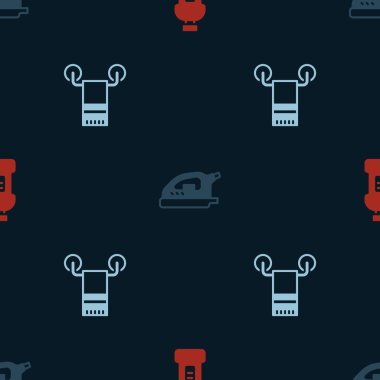 Deterjan şişesi, elektrikli ütü ve havlu asacağı için ayarlayın. Vektör