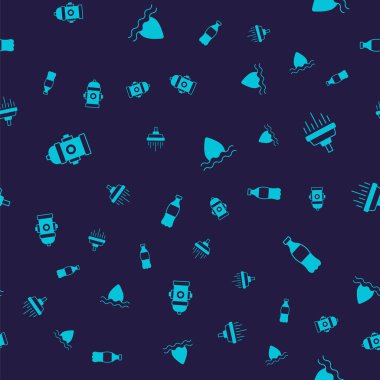 Yangın musluğunu, duşu, su damlasını ve bir şişe suyu sorunsuz bir şablona ayarlayın. Vektör