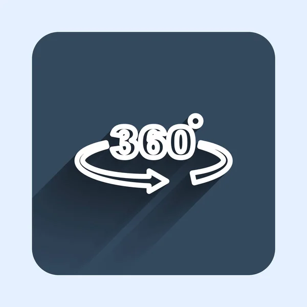 Icono Vista 360 Grados Línea Blanca Aislado Con Fondo Sombra — Vector de stock