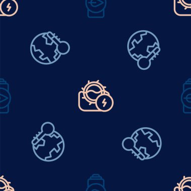 Çevre yaprağının bataryasını ayarla, Dünya küresel ısınmaya doğru eriyor ve su değirmeninde pürüzsüz bir düzen var. Vektör