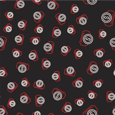 Çizgi sinema bileti simgesi siyah arkaplanda izole edilmiş. Vektör