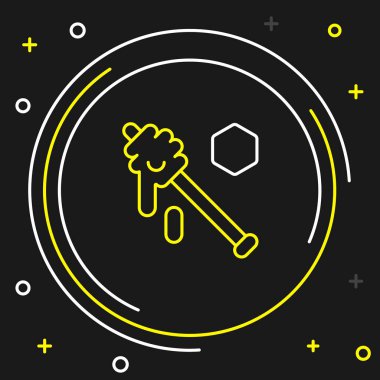 Çizgi Bal Çubuğu simgesi siyah arkaplanda izole edildi. Tatlı kepçe. Renkli taslak konsepti. Vektör