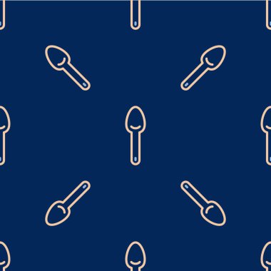 Satır kaşığı simgesi mavi arkaplanda kusursuz desen izole etti. Mutfak aletleri. Çatal bıçak seti. Vektör