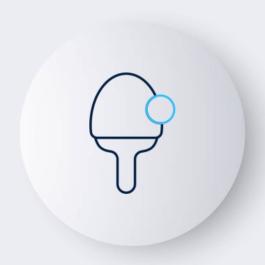 Masa tenisi ikonunu oynamak için hat raketi beyaz arkaplanda izole edildi. Renkli taslak konsepti. Vektör