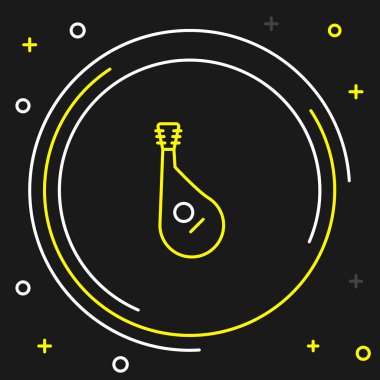 Ukrayna 'nın geleneksel müzik aleti bandura simgesi siyah arka planda izole edildi. Renkli taslak konsepti. Vektör