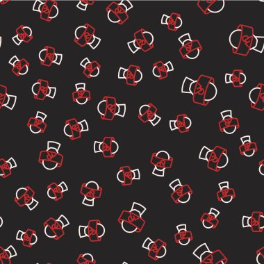 Çizgi Sanal gerçeklik gözlüğü simgesi siyah arkaplanda izole edilmiş kusursuz desen. Stereoskopik 3D VR maskesi. Optik baş monte edildi. Vektör