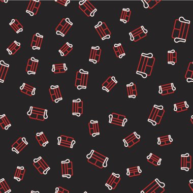 Satır Kanepesi simgesi siyah arkaplanda izole edilmiş kusursuz desen. Vektör