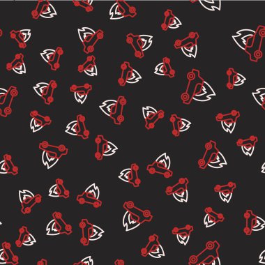 Çizgi yakan araba simgesi siyah arkaplanda izole edilmiş. Araba yanıyor. Araba alev ve dumanla kaplanmış. Vektör