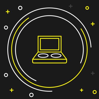 Çizgi Göz Gölgesi Paleti, siyah arkaplanda izole edilmiş fırça simgesi. Renkli taslak konsepti. Vektör