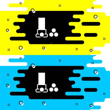 Siyah arkaplanda beyaz kartuşlar simgesi izole edildi. Av tüfeği av tüfeği fişeği. Tüfek mermisi ikonu. Vektör