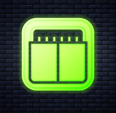 Parlayan neon spor mekanik skorbordu ve sonuç olarak tuğla duvar arka planında izole edilmiş görüntü simgesi. Vektör