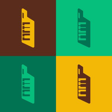 Pop Art Keytar simgesi renk arkaplanında izole edildi. Müzik aleti. Vektör