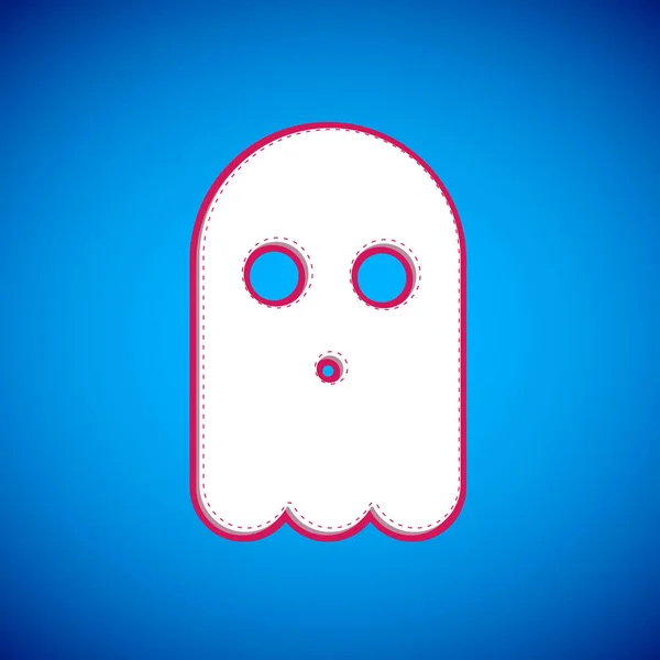 Icona White Ghost Isolata Sfondo Blu Buona Festa Halloween Vettore — Vettoriale Stock