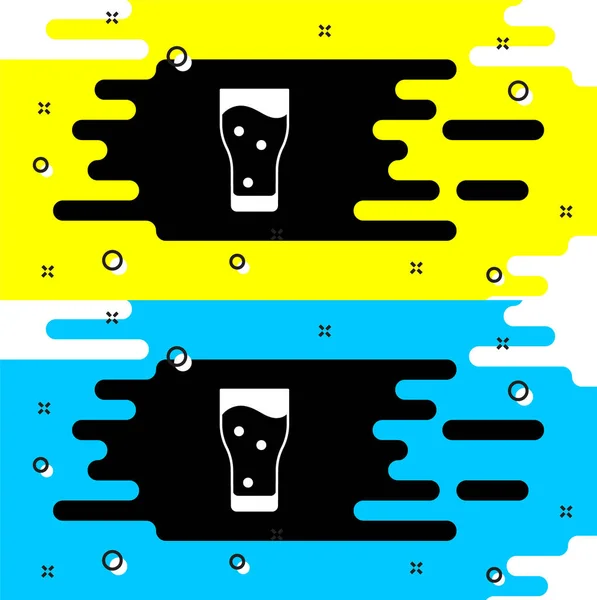 Bílé Sklo Pivní Ikony Izolované Černém Pozadí Vektor — Stockový vektor