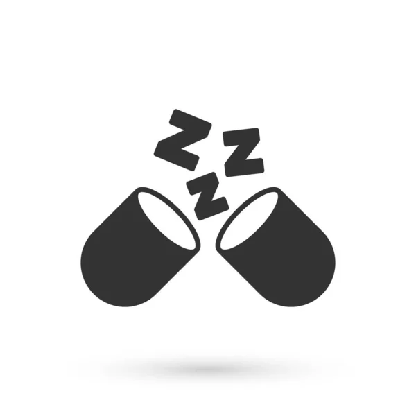 Grey Sleeping Pill Icon Isolated White Background Vector — Stock Vector