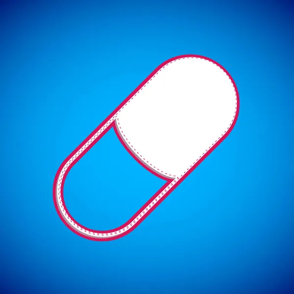 White Sleeping Pill Icon Isolated Blue Background Vector — Stock Vector