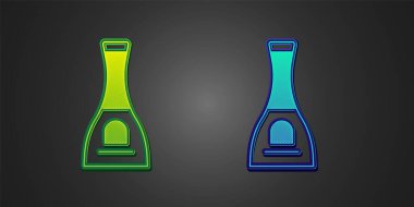 Siyah arka planda izole edilmiş yeşil ve mavi oje ikonu. Vektör