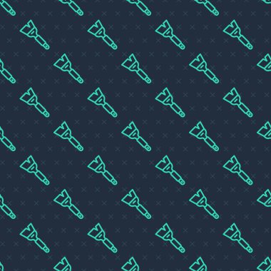 Yeşil çizgi arıcılık ikonu mavi arka planda izole edilmiş pürüzsüz desen. Arı yetiştiricisinin aleti. Vektör