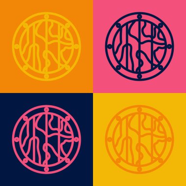 Popüler sanat eseri yuvarlak ahşap kalkan ikonu renk arkaplanda izole edilmiş. Güvenlik, güvenlik, koruma, mahremiyet, koruma kavramı. Vektör