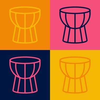 Pop sanat çizgisi Afrika darbuka davul ikonu renk arkaplan izole. Müzik aleti. Vektör