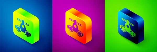 Isometric Draisine Handcar Railway Bicycle Transport Icon Isolated Blue Purple — Stock Vector