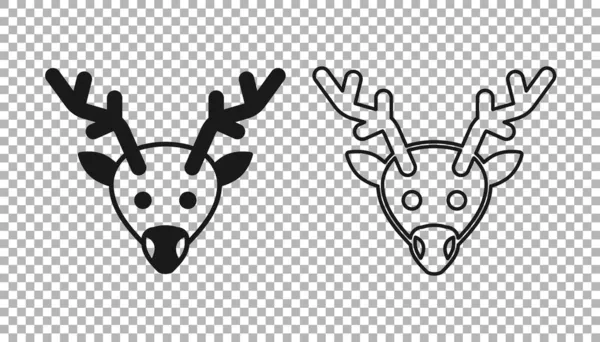 Schwarzes Rentier Symbol Isoliert Auf Transparentem Hintergrund Frohe Weihnachten Und — Stockvektor