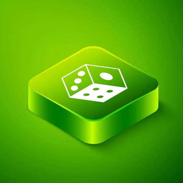 Изометрический Значок Игры Кости Выделен Зеленом Фоне Игры Казино Зеленая — стоковый вектор