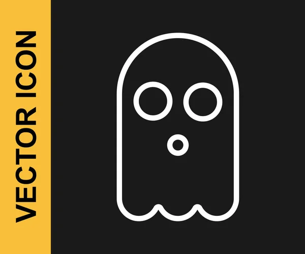 Línea Blanca Icono Fantasma Aislado Sobre Fondo Negro Feliz Fiesta — Vector de stock