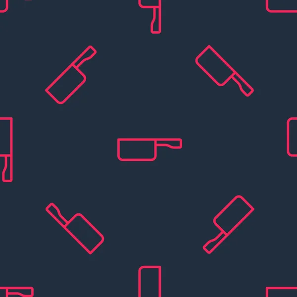 Ligne rouge Icône de poêle isolée motif sans couture sur fond noir. Faire frire ou rôtir le symbole de la nourriture. Vecteur — Image vectorielle