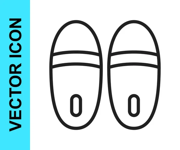 Black line Slippers icon isolated on white background. Flip flops sign. Vector — Stock Vector