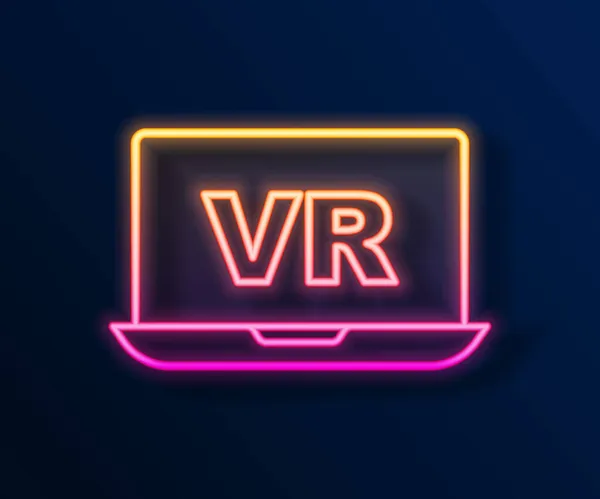 Leuchtende Neon-Linie Virtual-Reality-Symbol isoliert auf schwarzem Hintergrund. Futuristisches VR-Head-up-Display-Design. Vektor — Stockvektor
