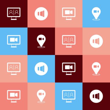 Pop Art Video sohbet konferansını, Hoparlör sesini ve simgeyi ayarla. Vektör