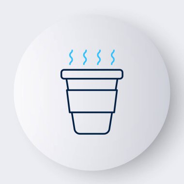 Çizgili kahve fincanı beyaz arka planda izole edilmiş bir ikon haline gelecek. Renkli taslak konsepti. Vektör